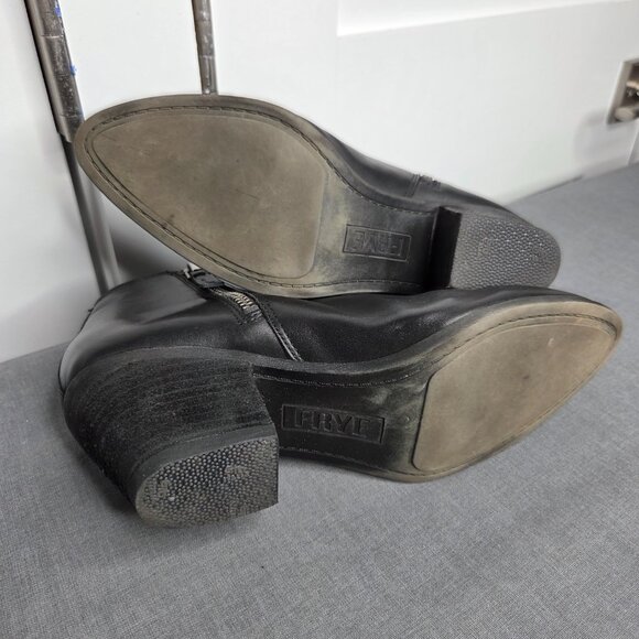 Frye Sacha Moto Shortie Black Italian Leather Bootie Ankle Boots Women's Size 8 - Picture 12 of 14